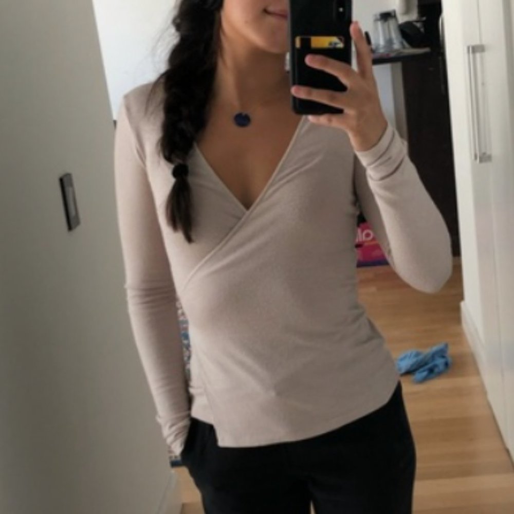 Aritzia Pastel Pink Wrap Top